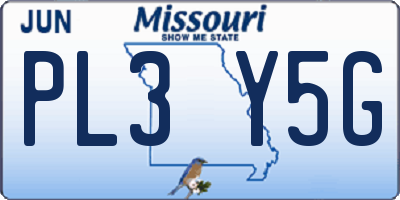 MO license plate PL3Y5G