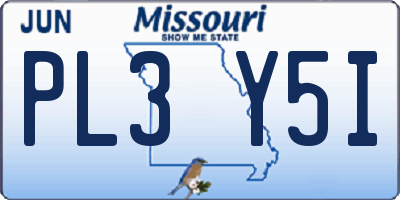 MO license plate PL3Y5I