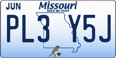 MO license plate PL3Y5J