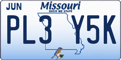 MO license plate PL3Y5K
