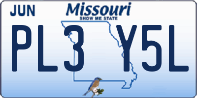 MO license plate PL3Y5L