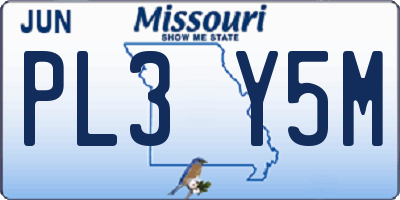 MO license plate PL3Y5M
