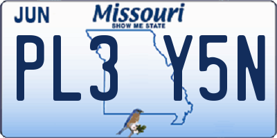 MO license plate PL3Y5N