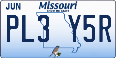 MO license plate PL3Y5R