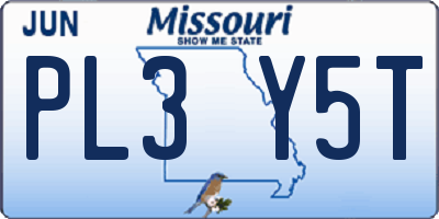 MO license plate PL3Y5T