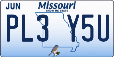 MO license plate PL3Y5U