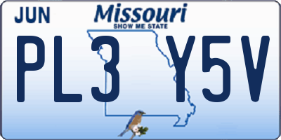 MO license plate PL3Y5V