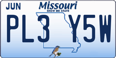 MO license plate PL3Y5W