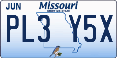 MO license plate PL3Y5X