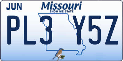 MO license plate PL3Y5Z