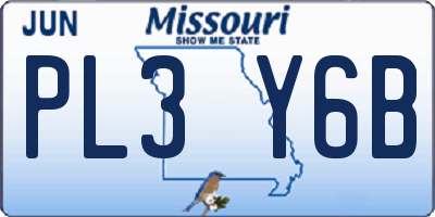 MO license plate PL3Y6B
