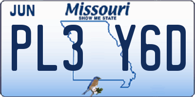 MO license plate PL3Y6D