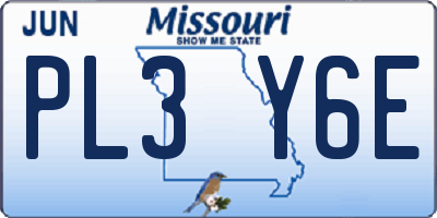 MO license plate PL3Y6E