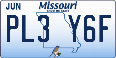 MO license plate PL3Y6F