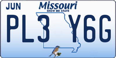 MO license plate PL3Y6G