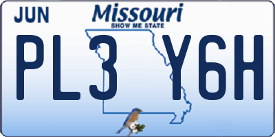 MO license plate PL3Y6H