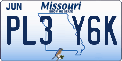 MO license plate PL3Y6K