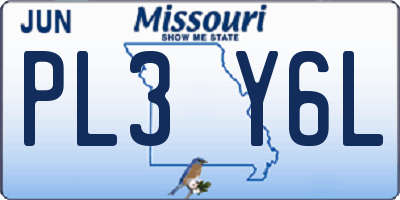 MO license plate PL3Y6L