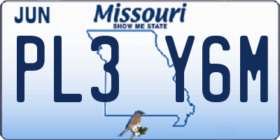 MO license plate PL3Y6M