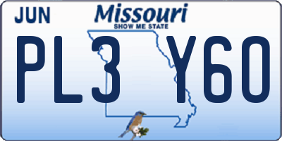 MO license plate PL3Y6O