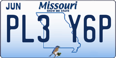 MO license plate PL3Y6P