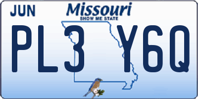 MO license plate PL3Y6Q