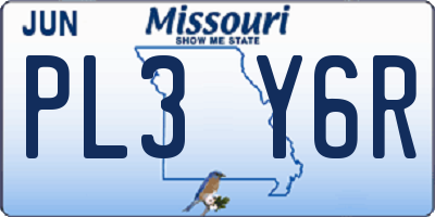 MO license plate PL3Y6R
