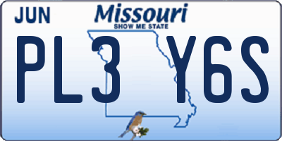 MO license plate PL3Y6S