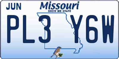 MO license plate PL3Y6W