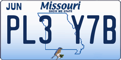MO license plate PL3Y7B