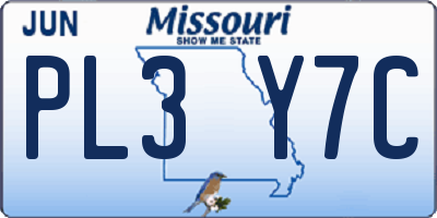MO license plate PL3Y7C