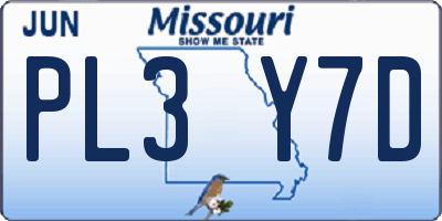 MO license plate PL3Y7D