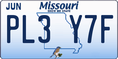 MO license plate PL3Y7F