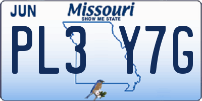MO license plate PL3Y7G