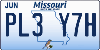 MO license plate PL3Y7H