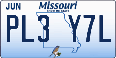 MO license plate PL3Y7L