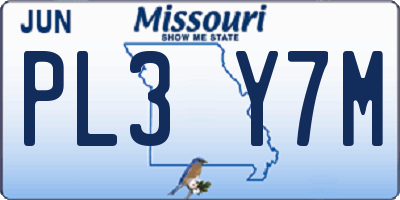 MO license plate PL3Y7M
