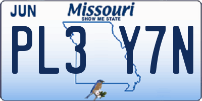 MO license plate PL3Y7N