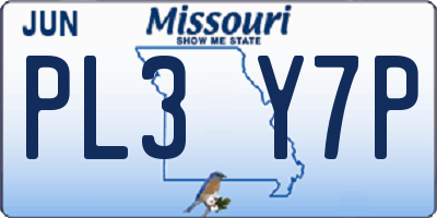 MO license plate PL3Y7P