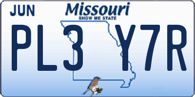 MO license plate PL3Y7R