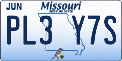 MO license plate PL3Y7S