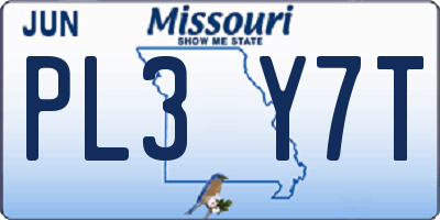 MO license plate PL3Y7T