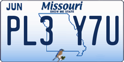 MO license plate PL3Y7U