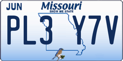 MO license plate PL3Y7V