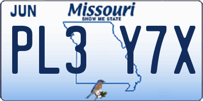 MO license plate PL3Y7X