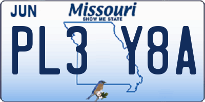 MO license plate PL3Y8A