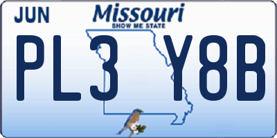 MO license plate PL3Y8B