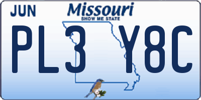 MO license plate PL3Y8C