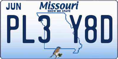 MO license plate PL3Y8D