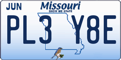 MO license plate PL3Y8E